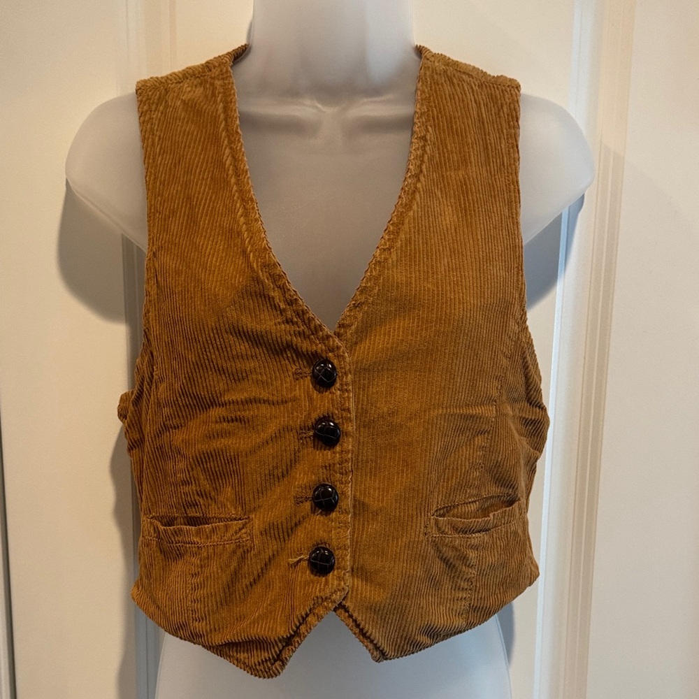 We the Free Brown Corduroy Button-Up Vest Size XS